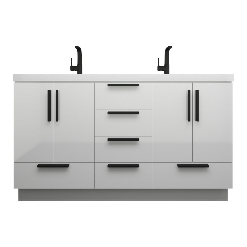 Carla 60" Freestanding Bathroom Vanity with Reinforced Acrylic Integrated Sink Top