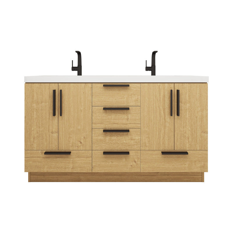 Carla 60" Freestanding Bathroom Vanity with Reinforced Acrylic Integrated Sink Top