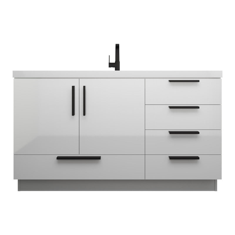 Carla 60" Freestanding Bathroom Vanity with Reinforced Acrylic Integrated Sink Top