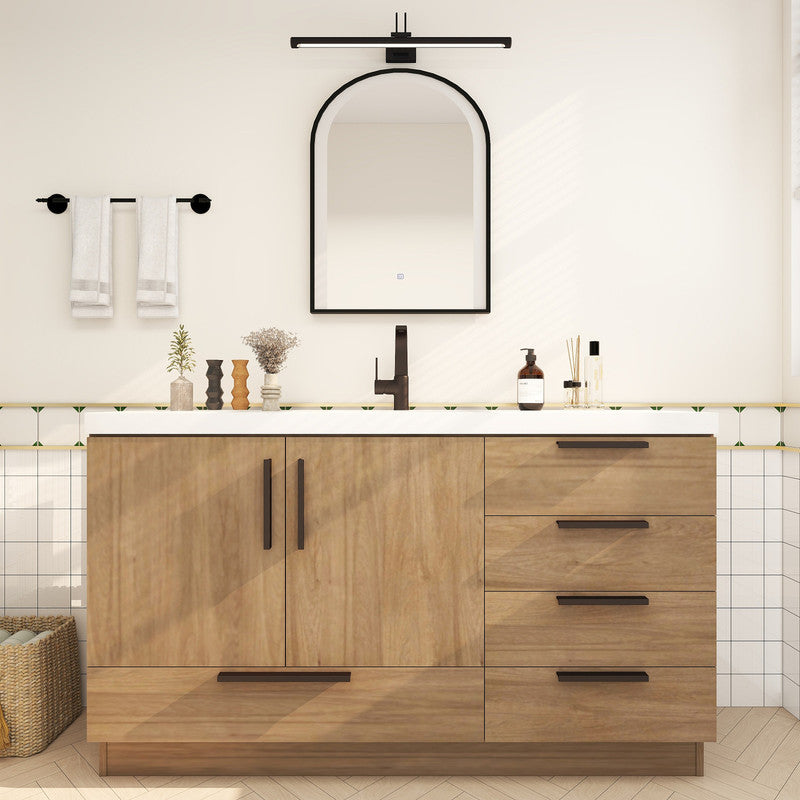 Carla 60" Freestanding Bathroom Vanity with Reinforced Acrylic Integrated Sink Top
