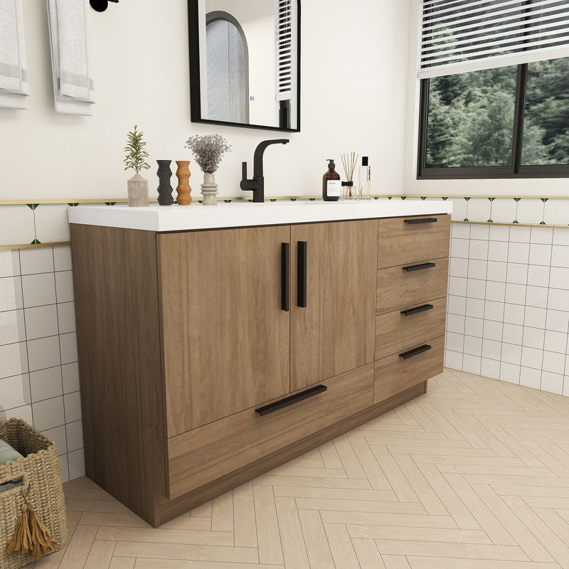 Carla 60" Freestanding Bathroom Vanity with Reinforced Acrylic Integrated Sink Top