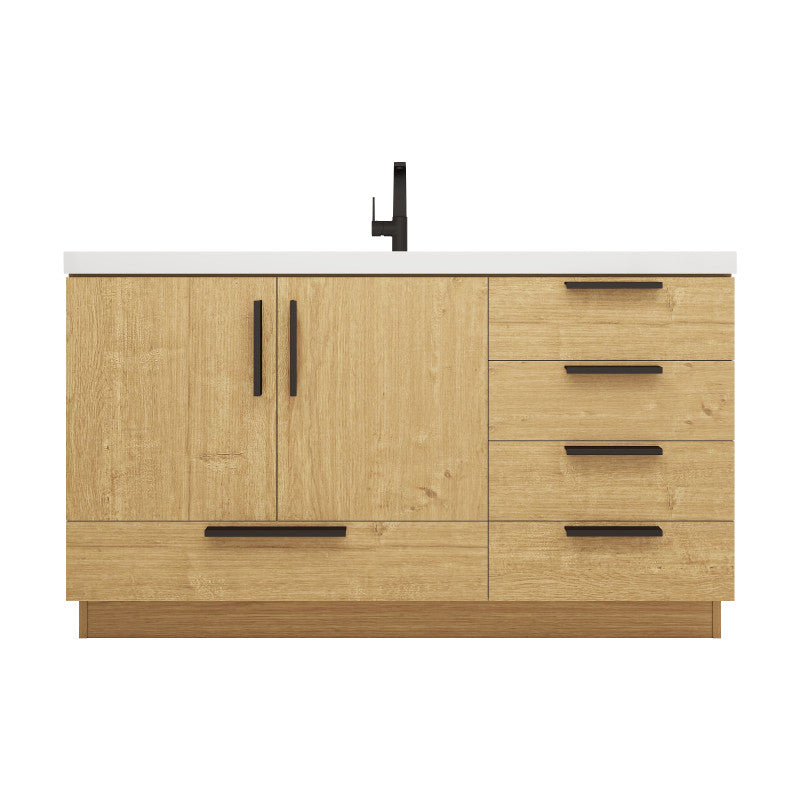 Carla 60" Freestanding Bathroom Vanity with Reinforced Acrylic Integrated Sink Top
