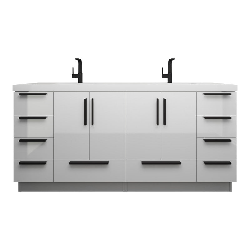 Carla 72" Freestanding Bathroom Vanity with Reinforced Acrylic Integrated Sink Top
