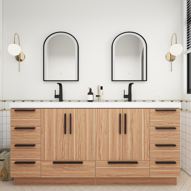 Carla 72" Freestanding Bathroom Vanity with Reinforced Acrylic Integrated Sink Top