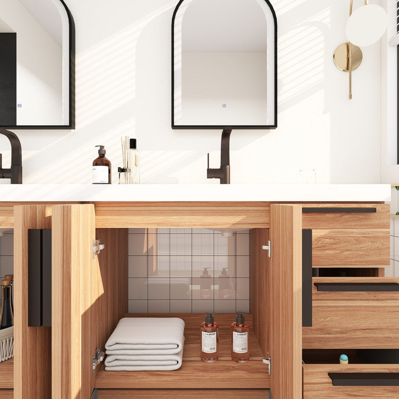 Carla 72" Freestanding Bathroom Vanity with Reinforced Acrylic Integrated Sink Top