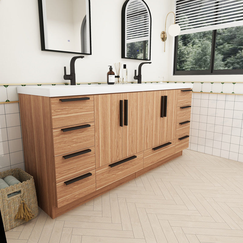 Carla 72" Freestanding Bathroom Vanity with Reinforced Acrylic Integrated Sink Top