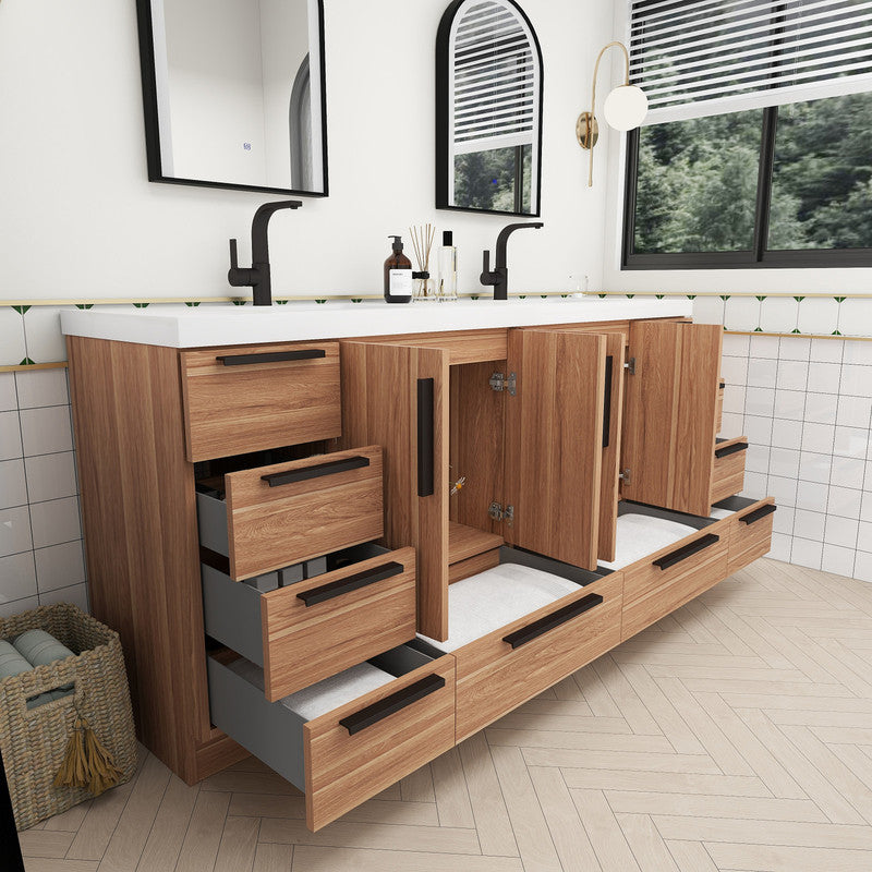 Carla 72" Freestanding Bathroom Vanity with Reinforced Acrylic Integrated Sink Top
