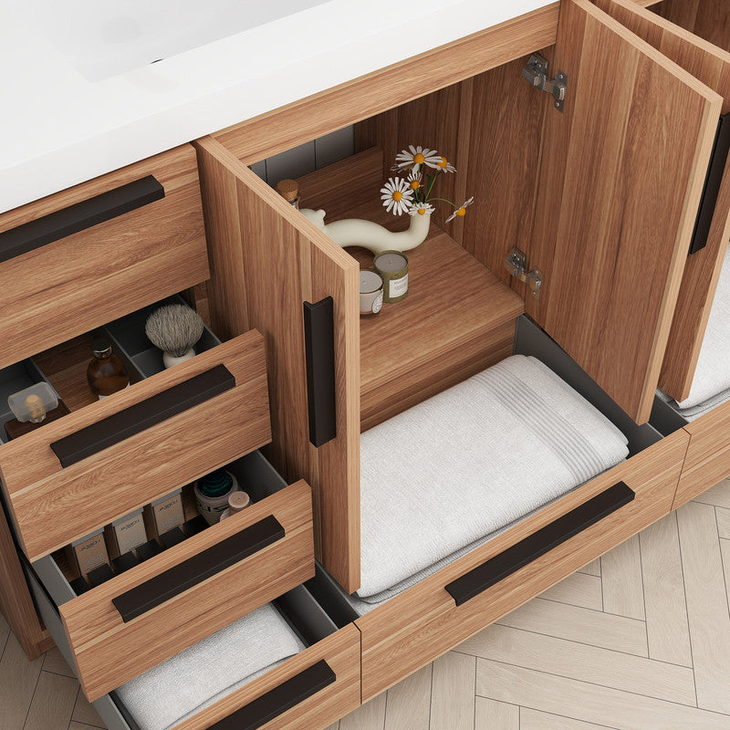 Carla 72" Freestanding Bathroom Vanity with Reinforced Acrylic Integrated Sink Top