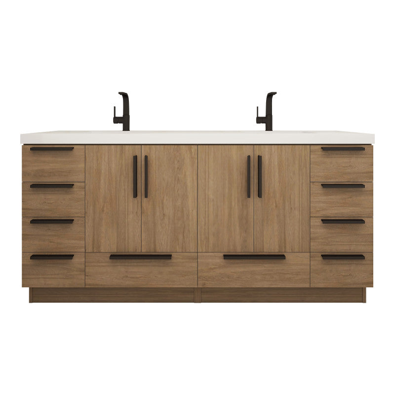 Carla 72" Freestanding Bathroom Vanity with Reinforced Acrylic Integrated Sink Top