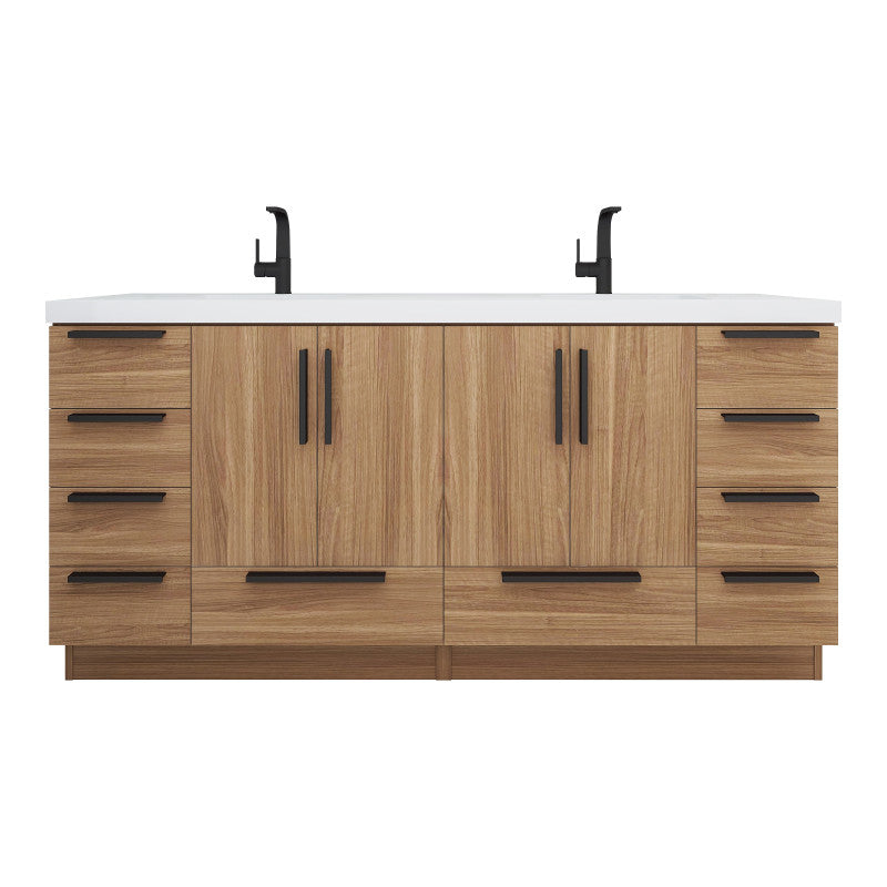 Carla 72" Freestanding Bathroom Vanity with Reinforced Acrylic Integrated Sink Top