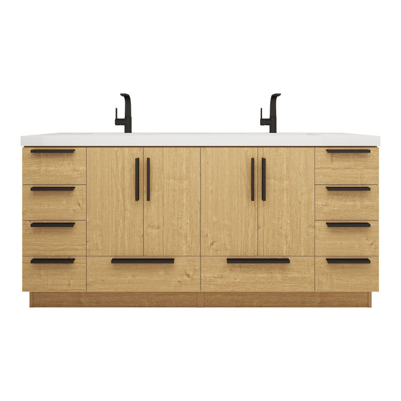 Carla 72" Freestanding Bathroom Vanity with Reinforced Acrylic Integrated Sink Top