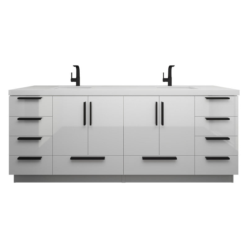 Carla 84" Freestanding Bathroom Vanity with Reinforced Acrylic Integrated Sink Top