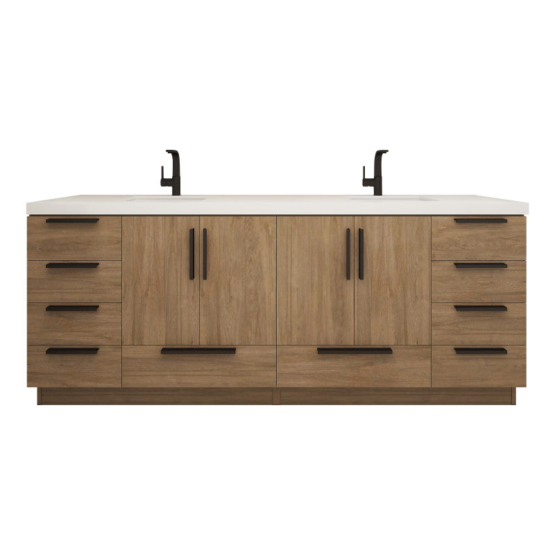 Carla 84" Freestanding Bathroom Vanity with Reinforced Acrylic Integrated Sink Top