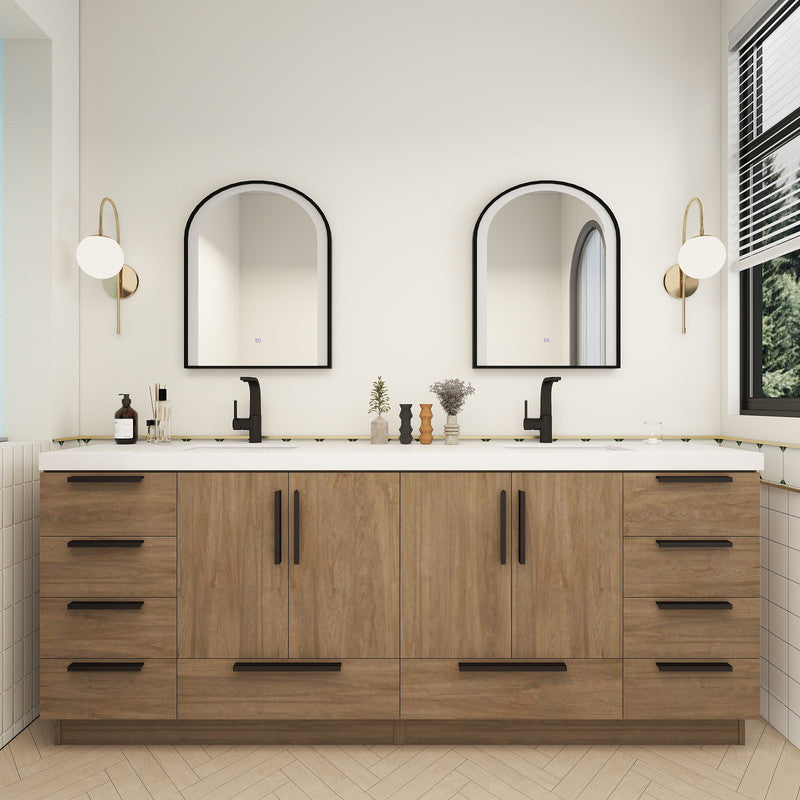 Carla 84" Freestanding Bathroom Vanity with Reinforced Acrylic Integrated Sink Top