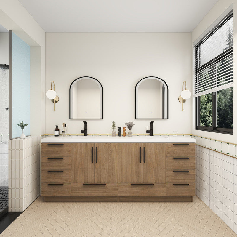 Carla 84" Freestanding Bathroom Vanity with Reinforced Acrylic Integrated Sink Top