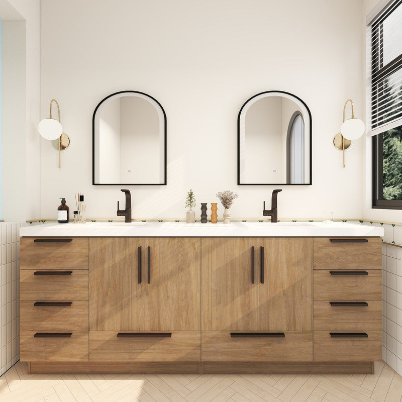 Carla 84" Freestanding Bathroom Vanity with Reinforced Acrylic Integrated Sink Top