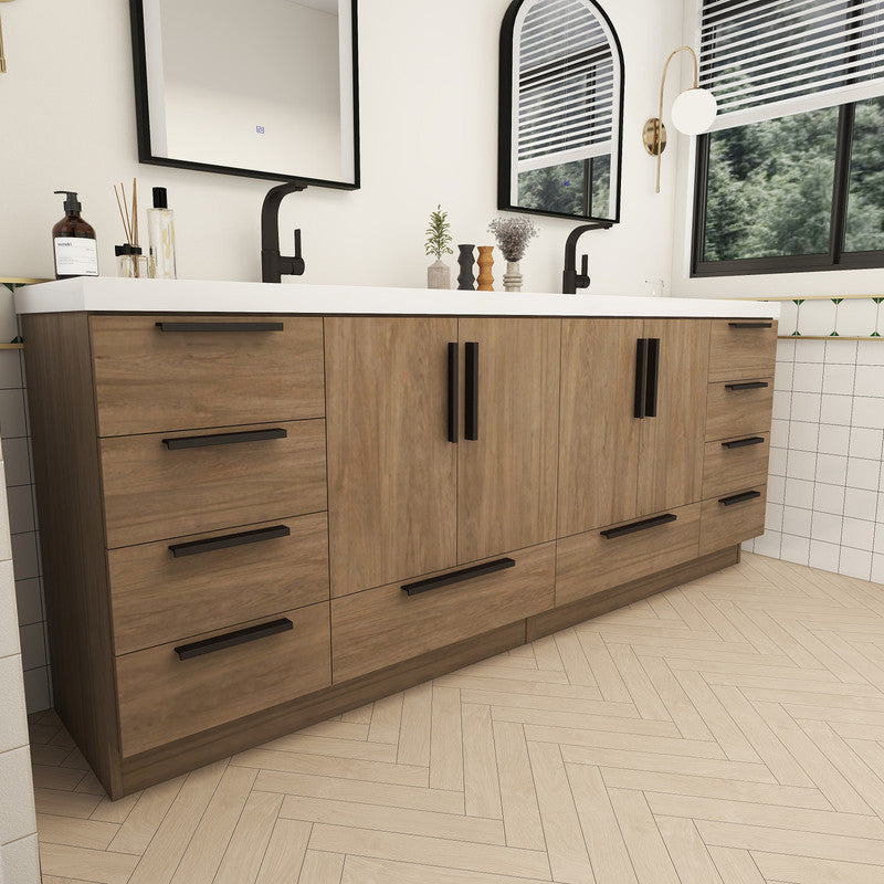 Carla 84" Freestanding Bathroom Vanity with Reinforced Acrylic Integrated Sink Top