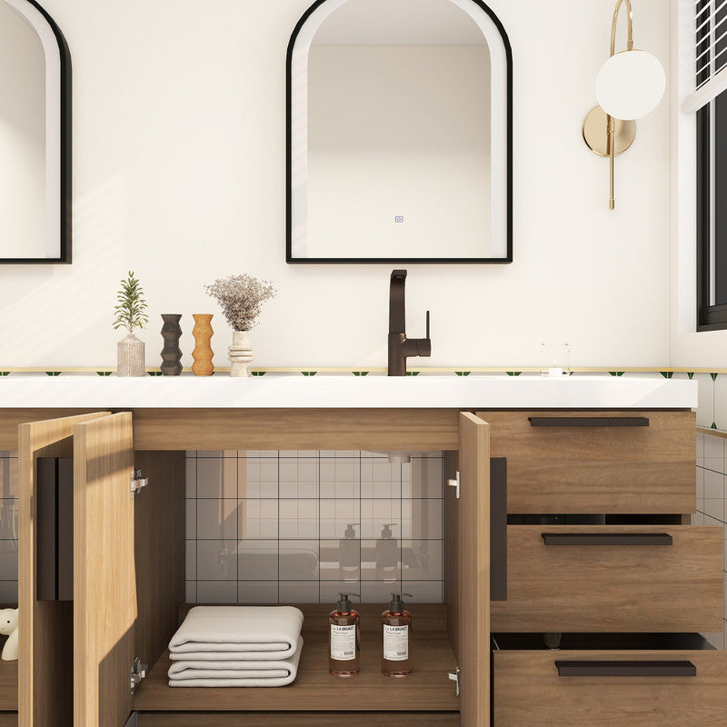 Carla 84" Freestanding Bathroom Vanity with Reinforced Acrylic Integrated Sink Top