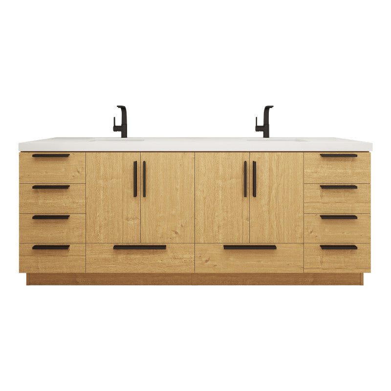 Carla 84" Freestanding Bathroom Vanity with Reinforced Acrylic Integrated Sink Top