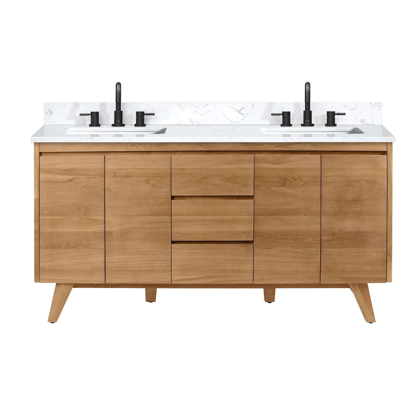 Coventry 60" Freestanding Bathroom Vanity with Stone Top and Vitreous China Undermount Sinks