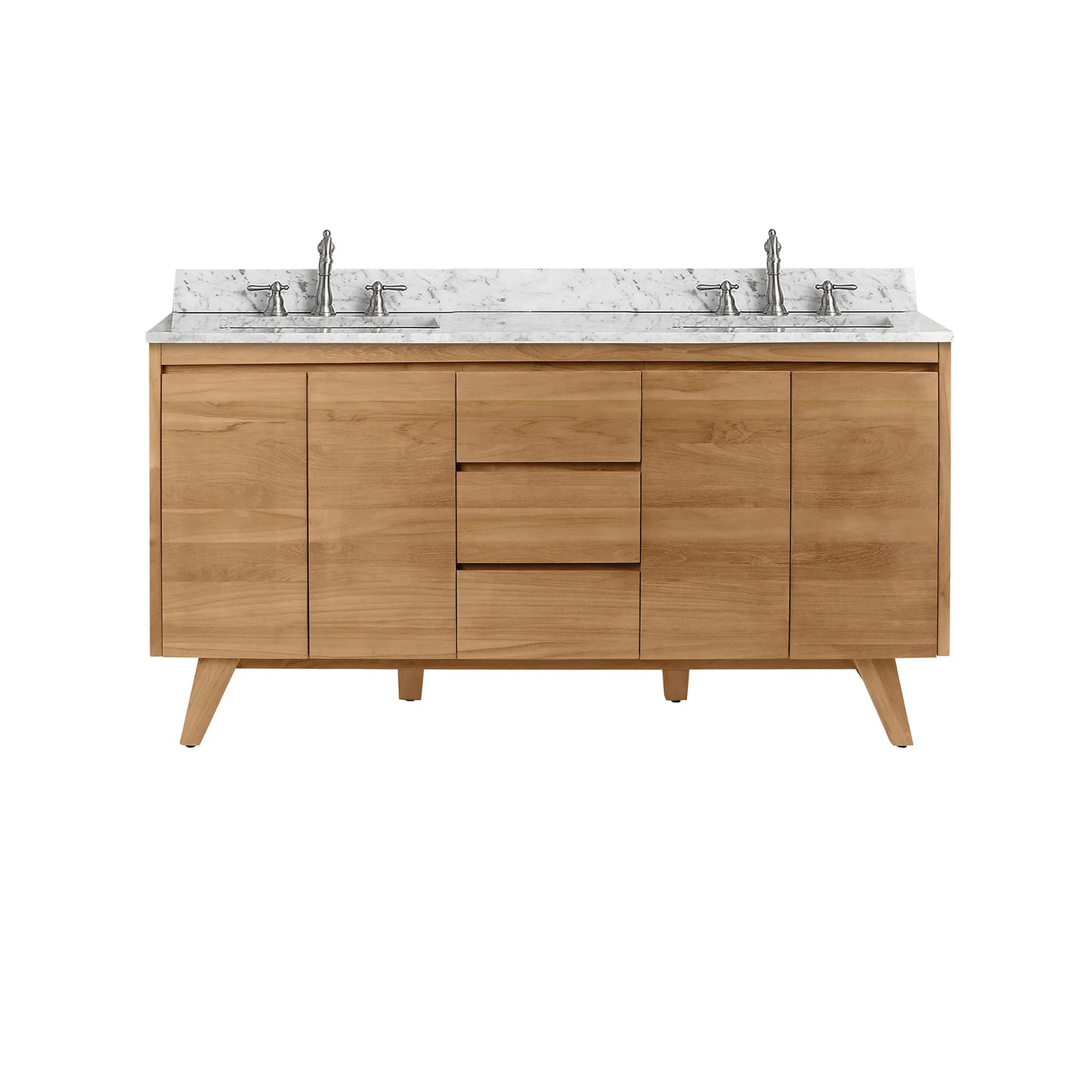 Coventry 60" Freestanding Bathroom Vanity with Stone Top and Vitreous China Undermount Sinks