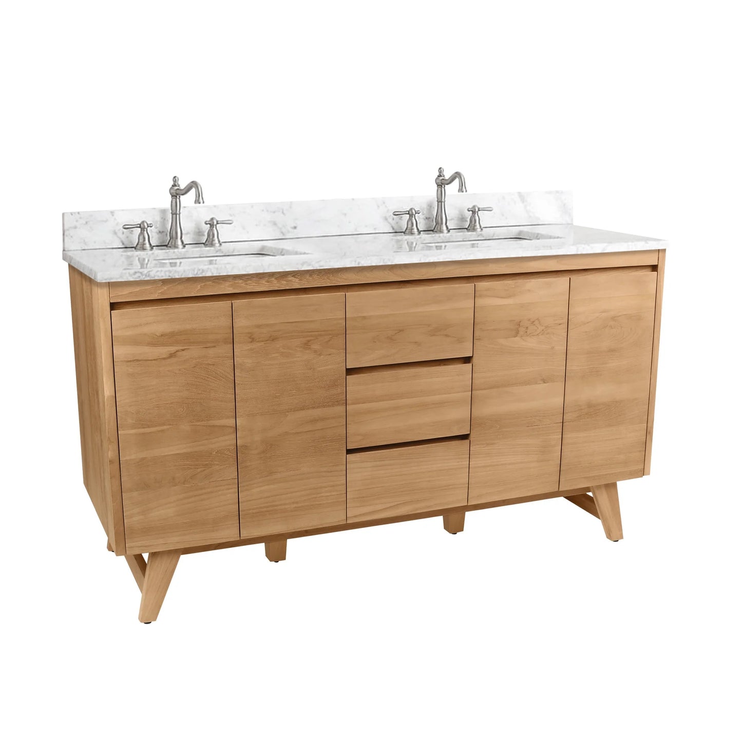 Coventry 60" Freestanding Bathroom Vanity with Stone Top and Vitreous China Undermount Sinks