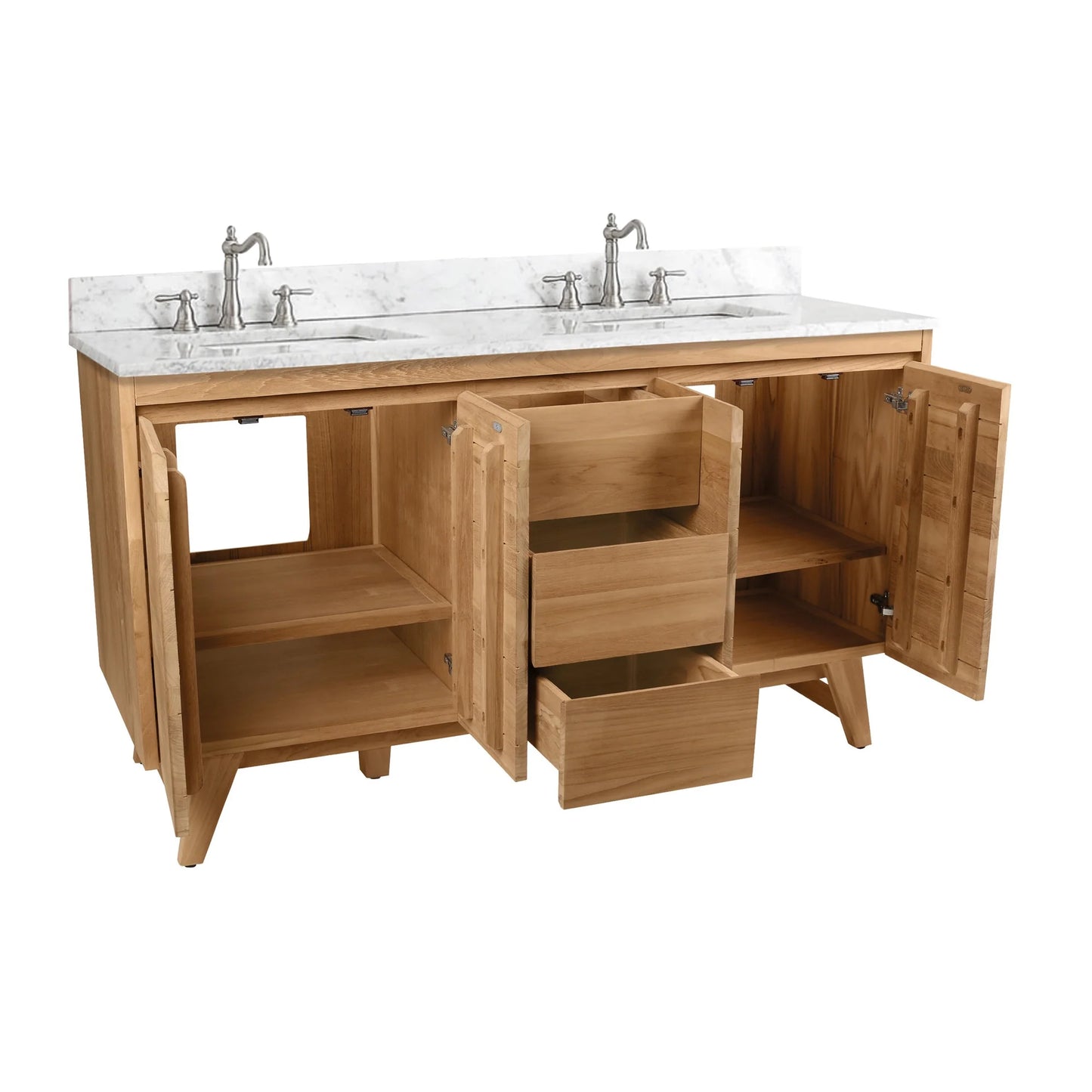 Coventry 60" Freestanding Bathroom Vanity with Stone Top and Vitreous China Undermount Sinks