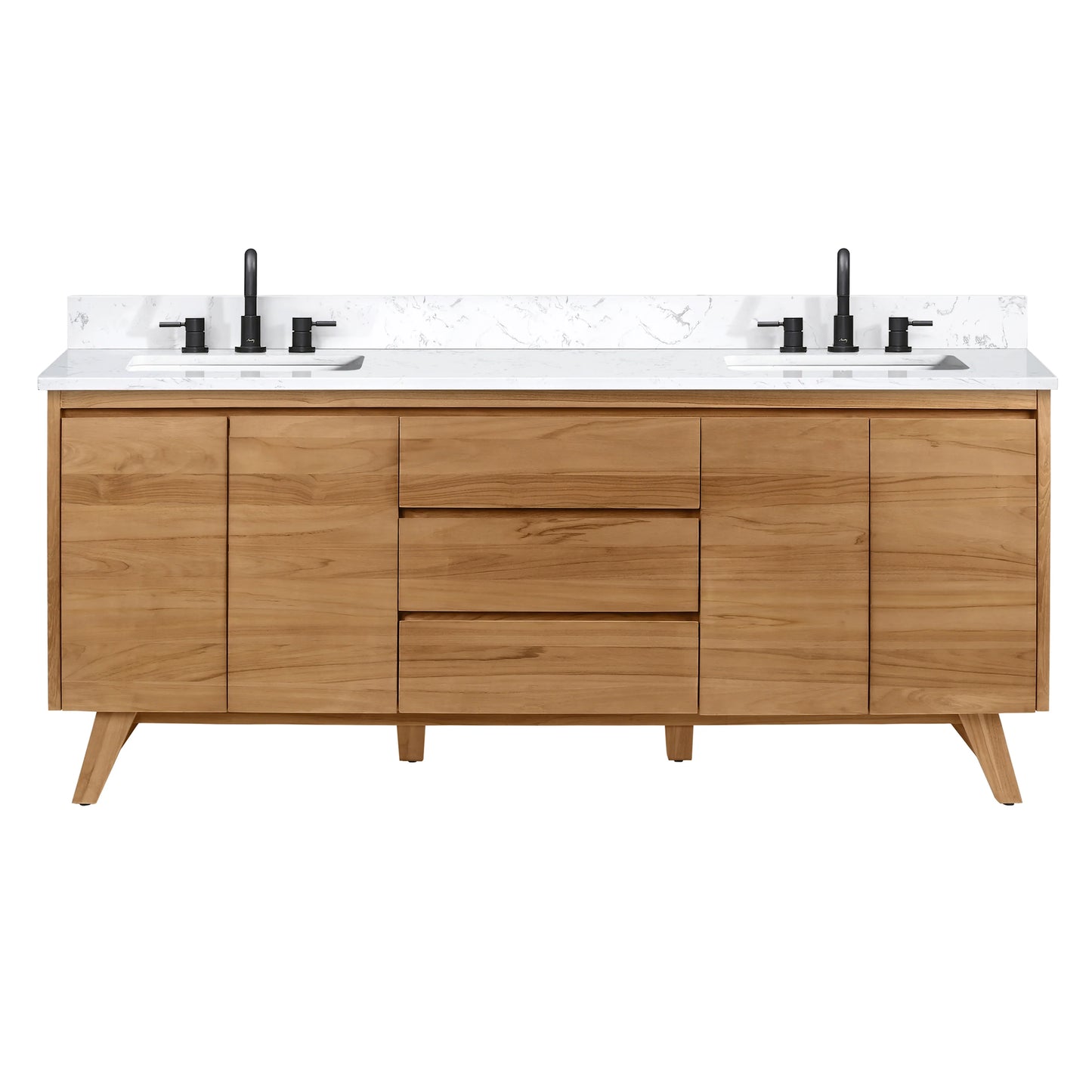 Coventry 72" Freestanding Bathroom Vanity with Stone Top and Vitreous China Undermount Sinks