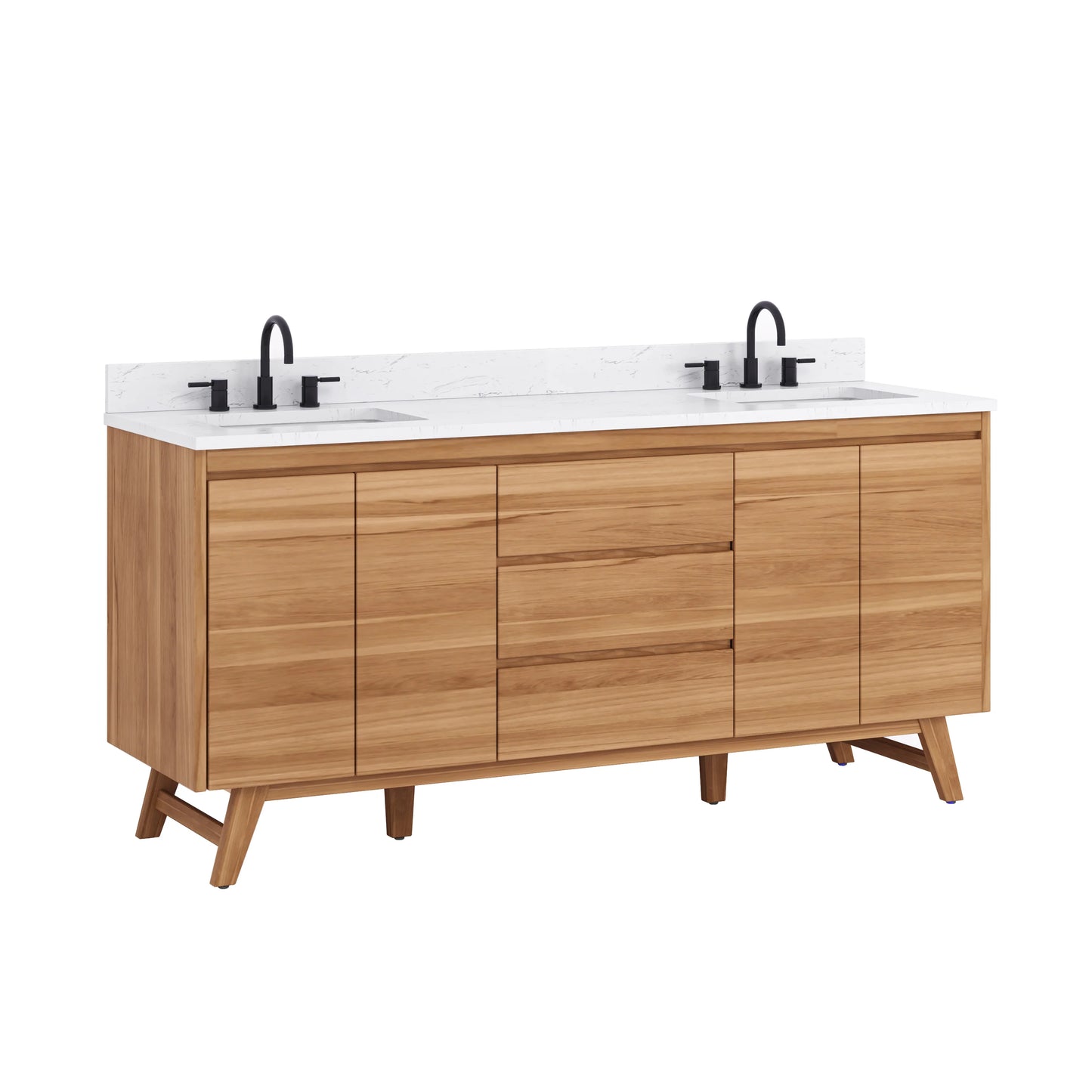 Coventry 72" Freestanding Bathroom Vanity with Stone Top and Vitreous China Undermount Sinks