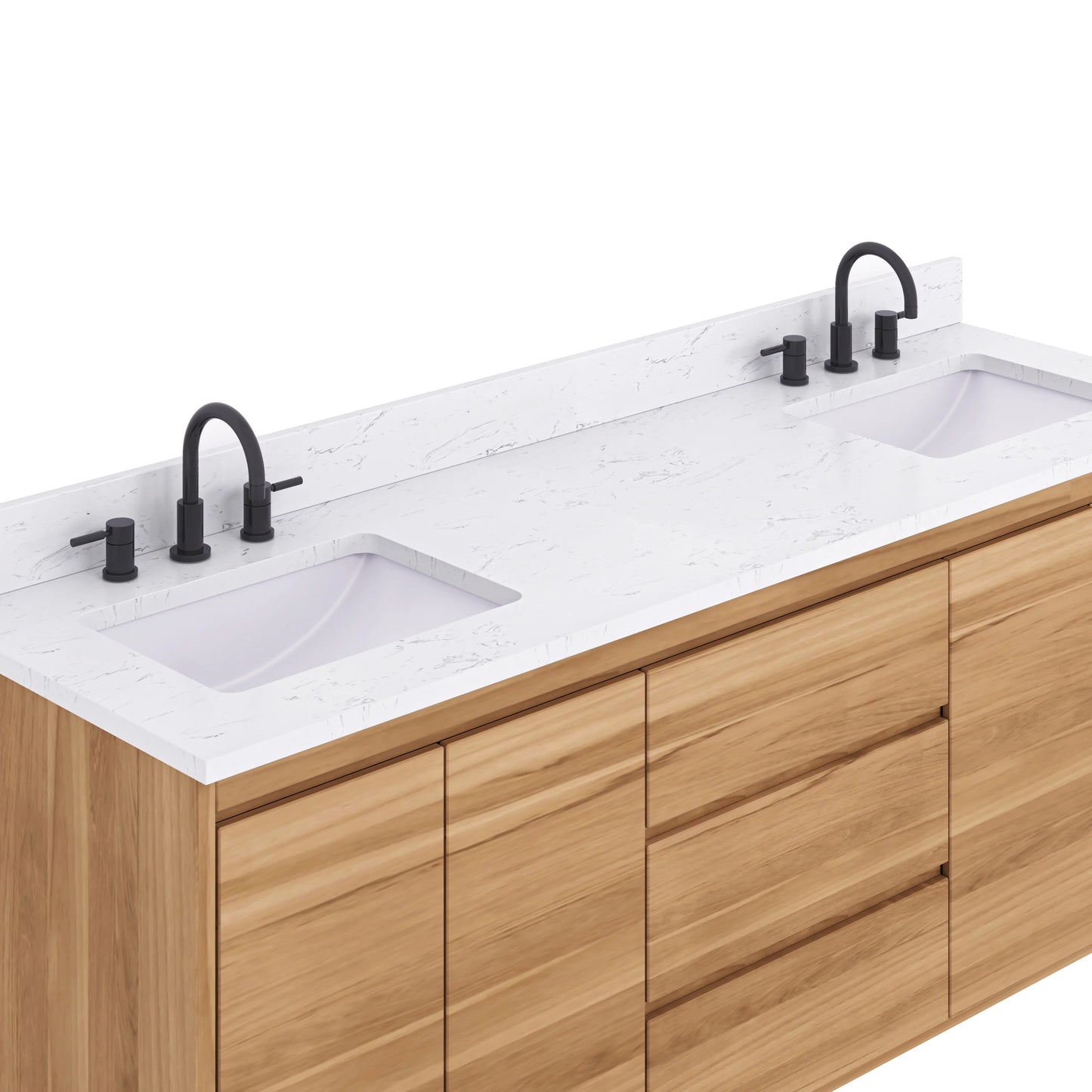 Coventry 72" Freestanding Bathroom Vanity with Stone Top and Vitreous China Undermount Sinks
