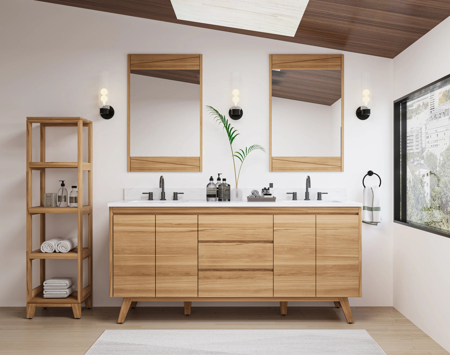 Coventry 72" Freestanding Bathroom Vanity with Stone Top and Vitreous China Undermount Sinks