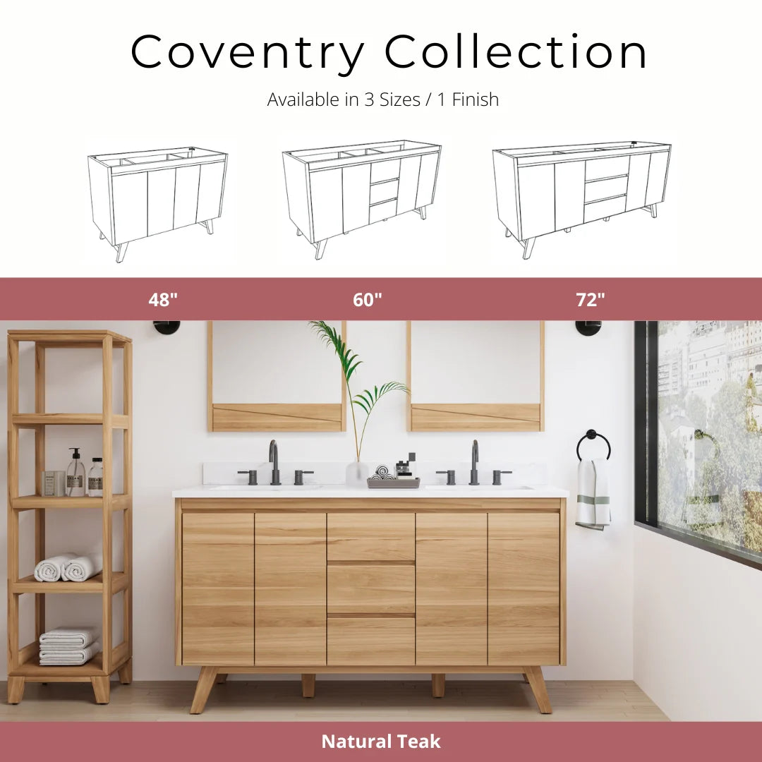 Coventry 72" Freestanding Bathroom Vanity with Stone Top and Vitreous China Undermount Sinks