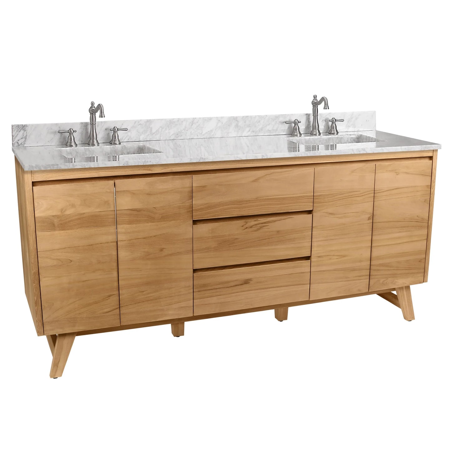 Coventry 72" Freestanding Bathroom Vanity with Stone Top and Vitreous China Undermount Sinks