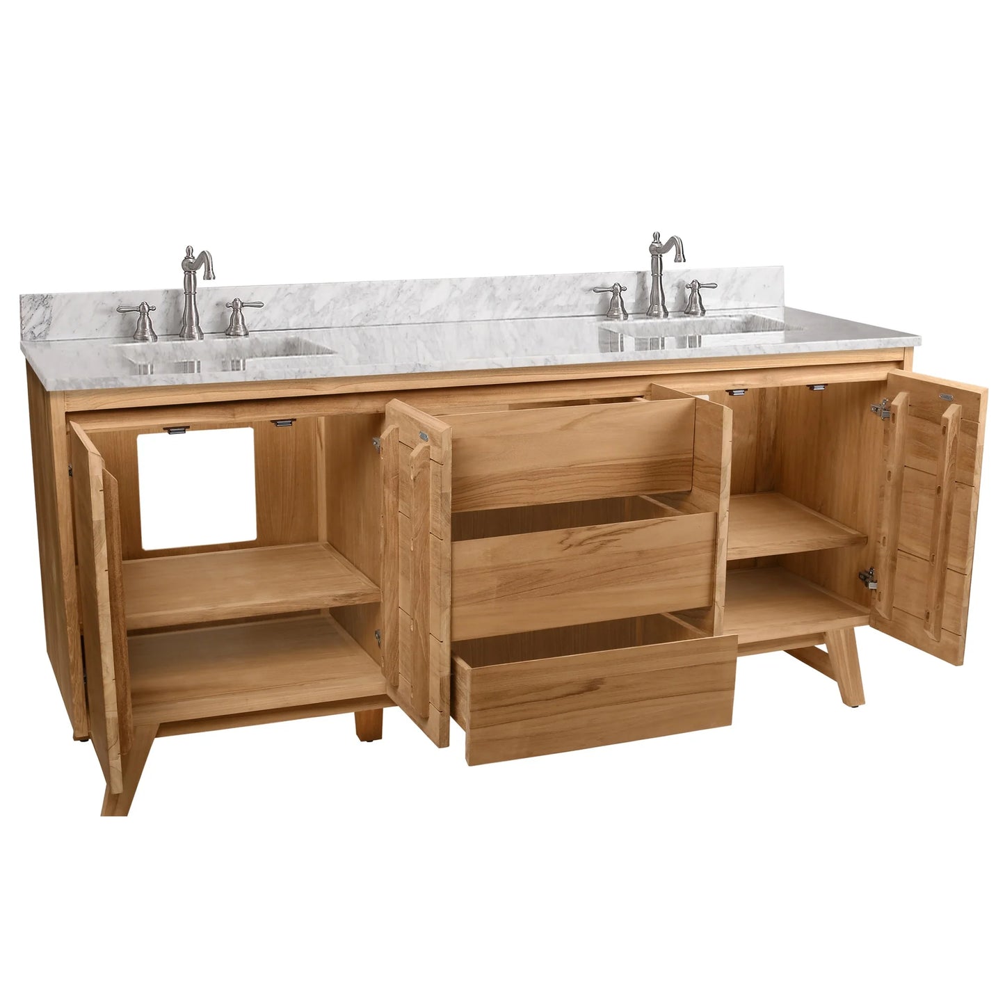 Coventry 72" Freestanding Bathroom Vanity with Stone Top and Vitreous China Undermount Sinks