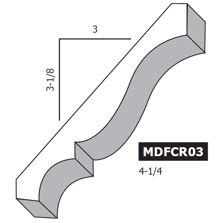 4-1/4" MDF Colonial Crown