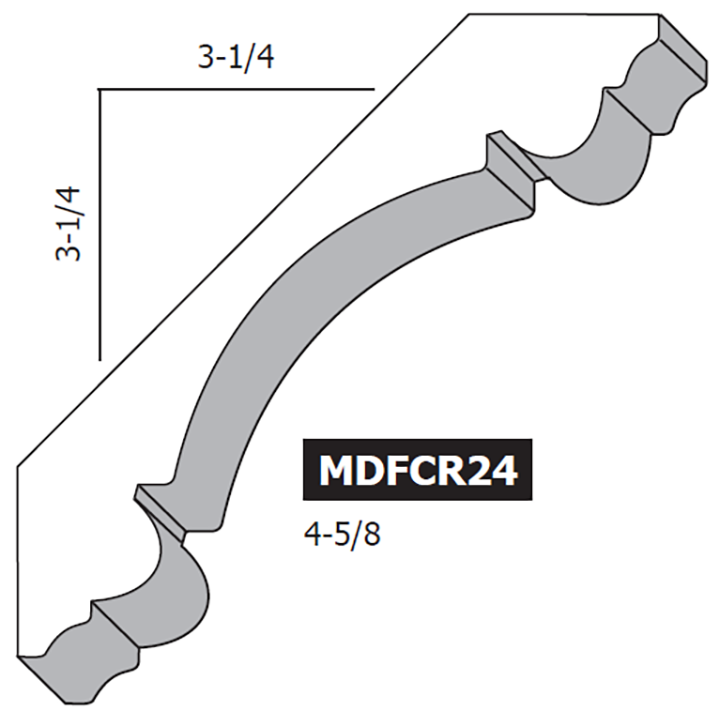 4-5/8" MDF Double Bead Corolina Crown