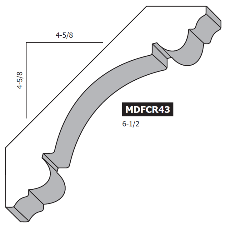 6-1/2" MDF Double Bead Corolina Crown