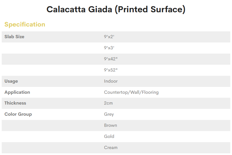 Calacatta Giada Printed Surface Quartz Slab