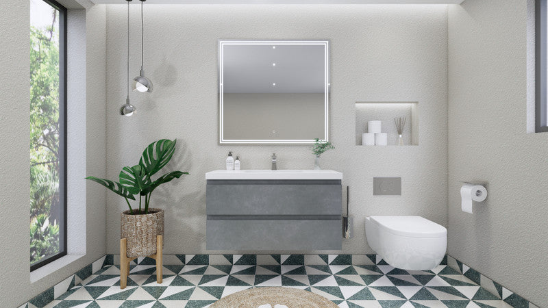 Bohemia Lina 42" Wall Mounted Bathroom Vanity with Reinforced Acrylic Integrated Sink Top