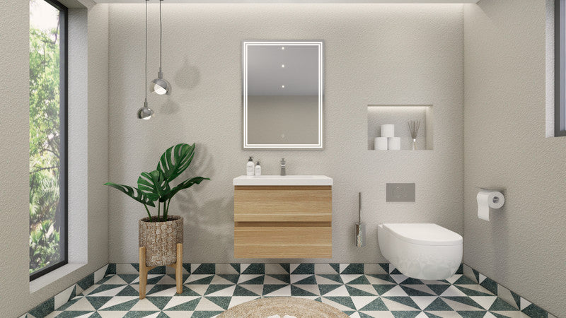Bohemia Lina 30" Wall Mounted Bathroom Vanity with Reinforced Acrylic Integrated Sink Top