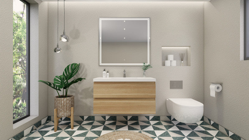 Bohemia Lina 42" Wall Mounted Bathroom Vanity with Reinforced Acrylic Integrated Sink Top