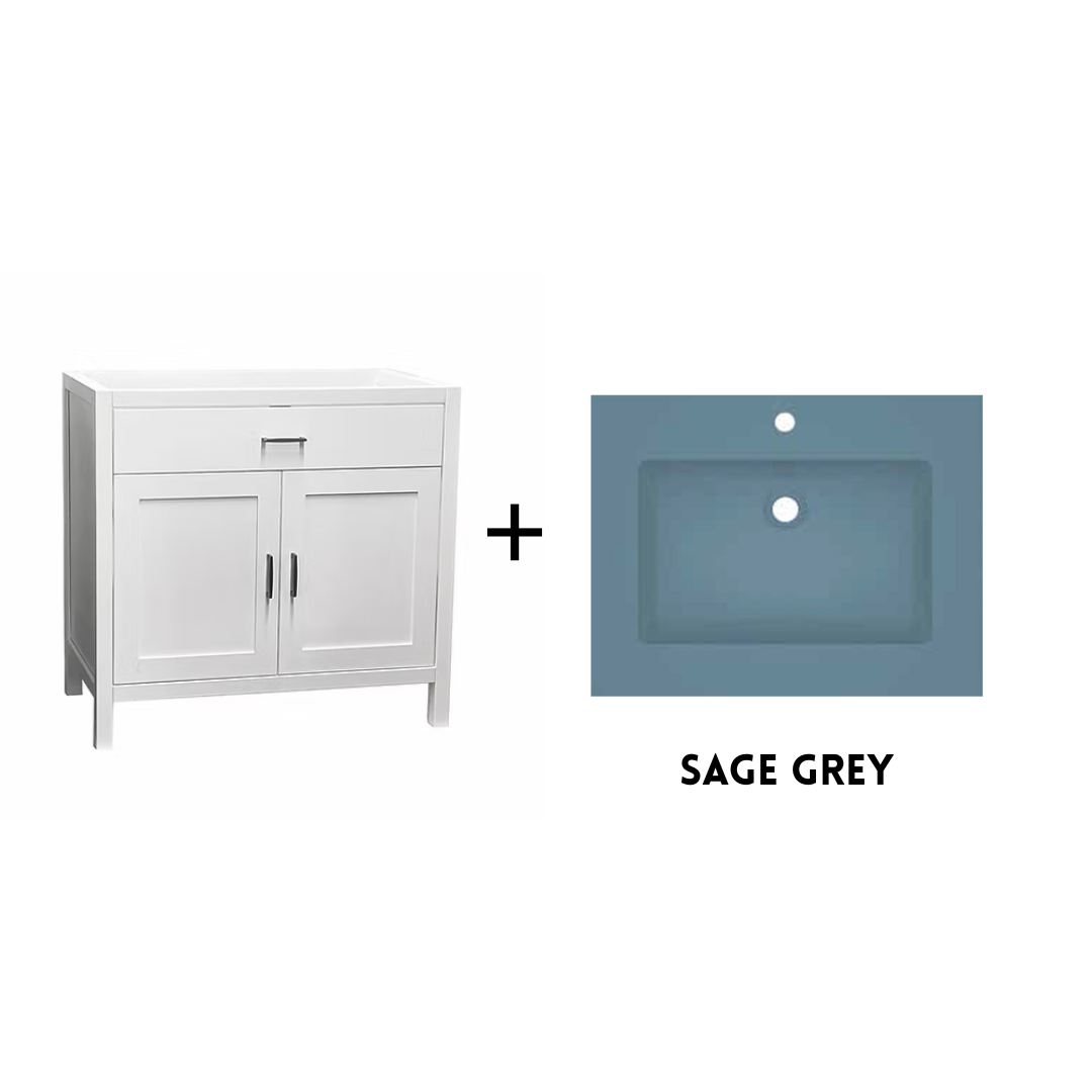 Newport 36" Freestanding Bathroom Vanity with Solid Surface Integrated Sink Top