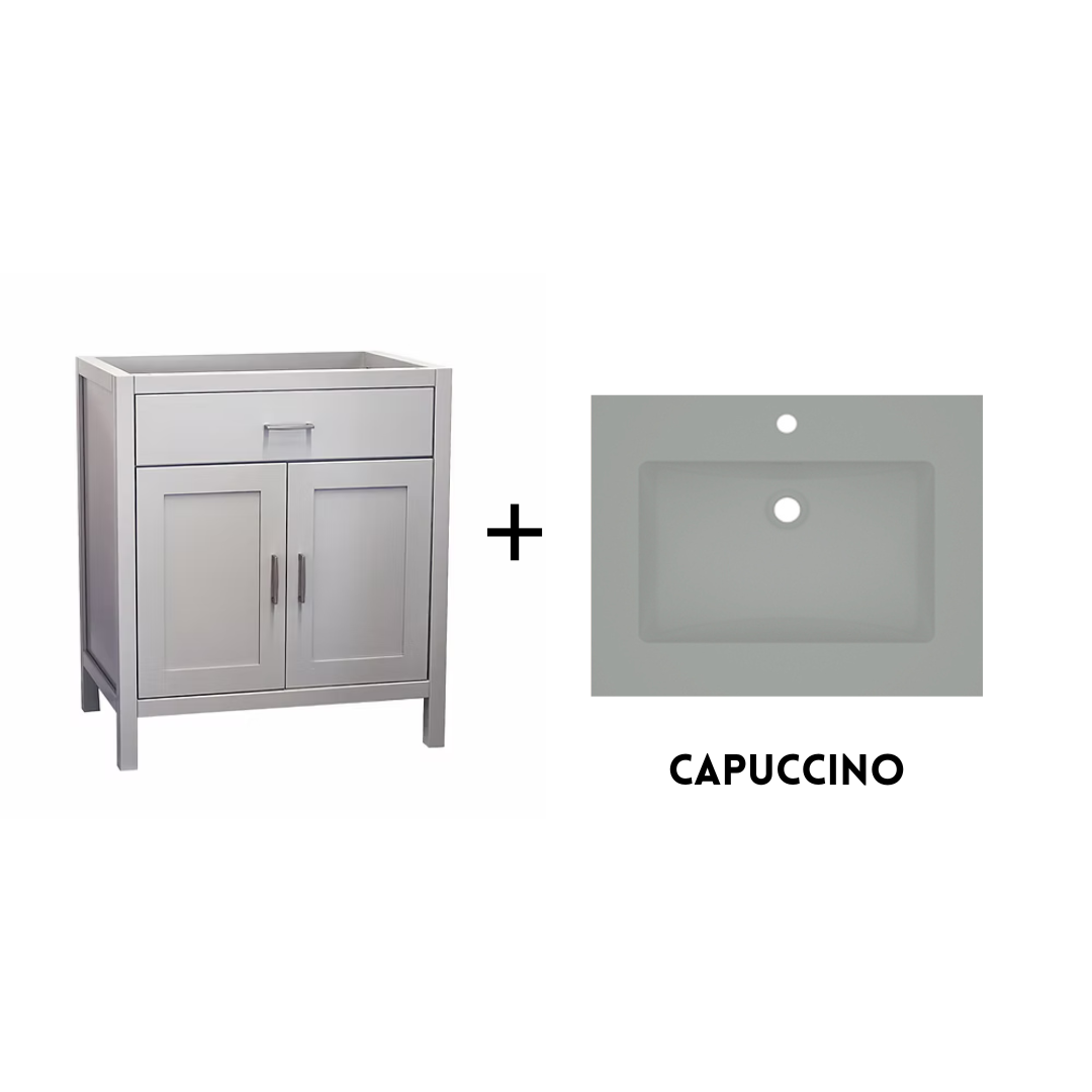 Newport 36" Freestanding Bathroom Vanity with Solid Surface Integrated Sink Top