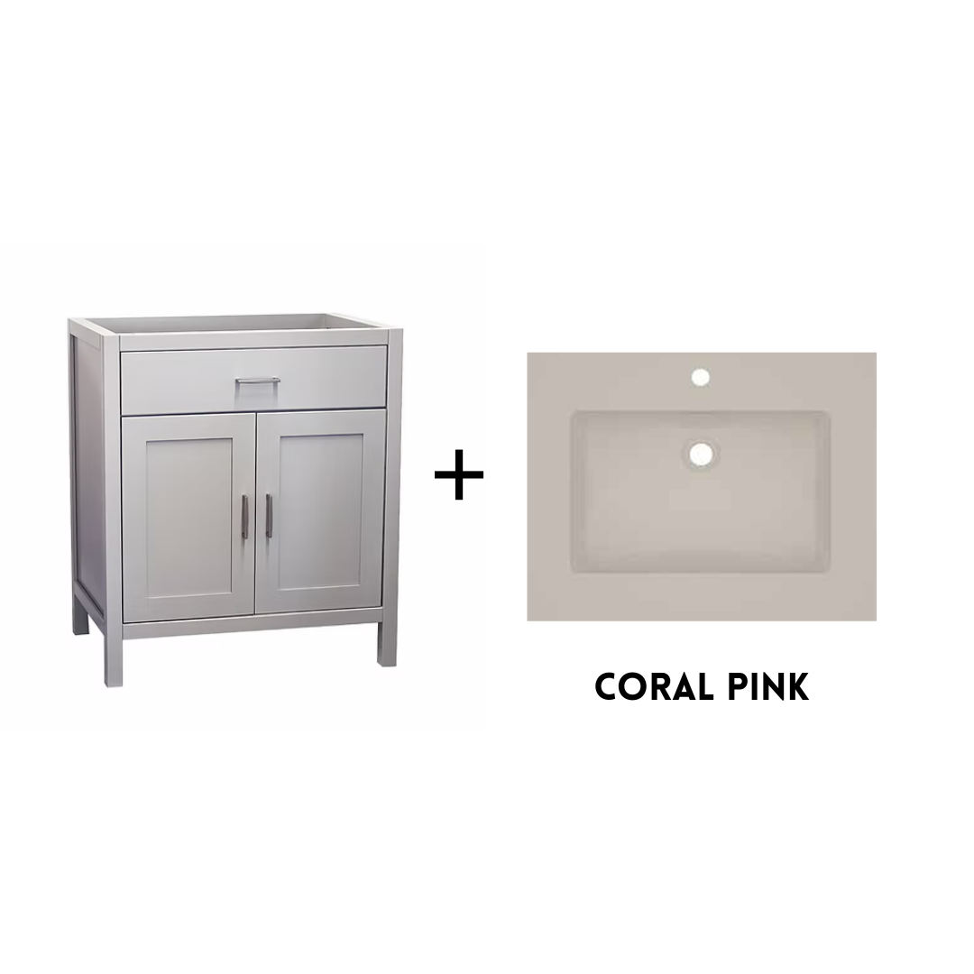 Newport 36" Freestanding Bathroom Vanity with Solid Surface Integrated Sink Top