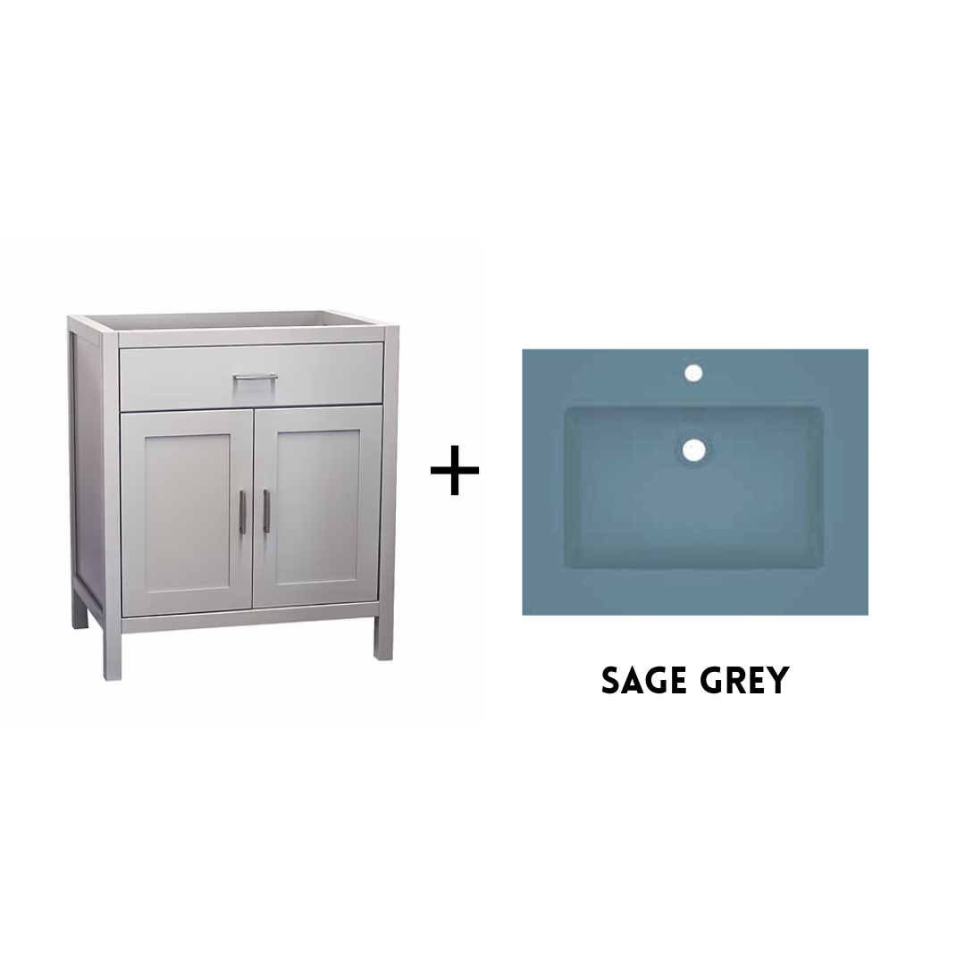 Newport 36" Freestanding Bathroom Vanity with Solid Surface Integrated Sink Top