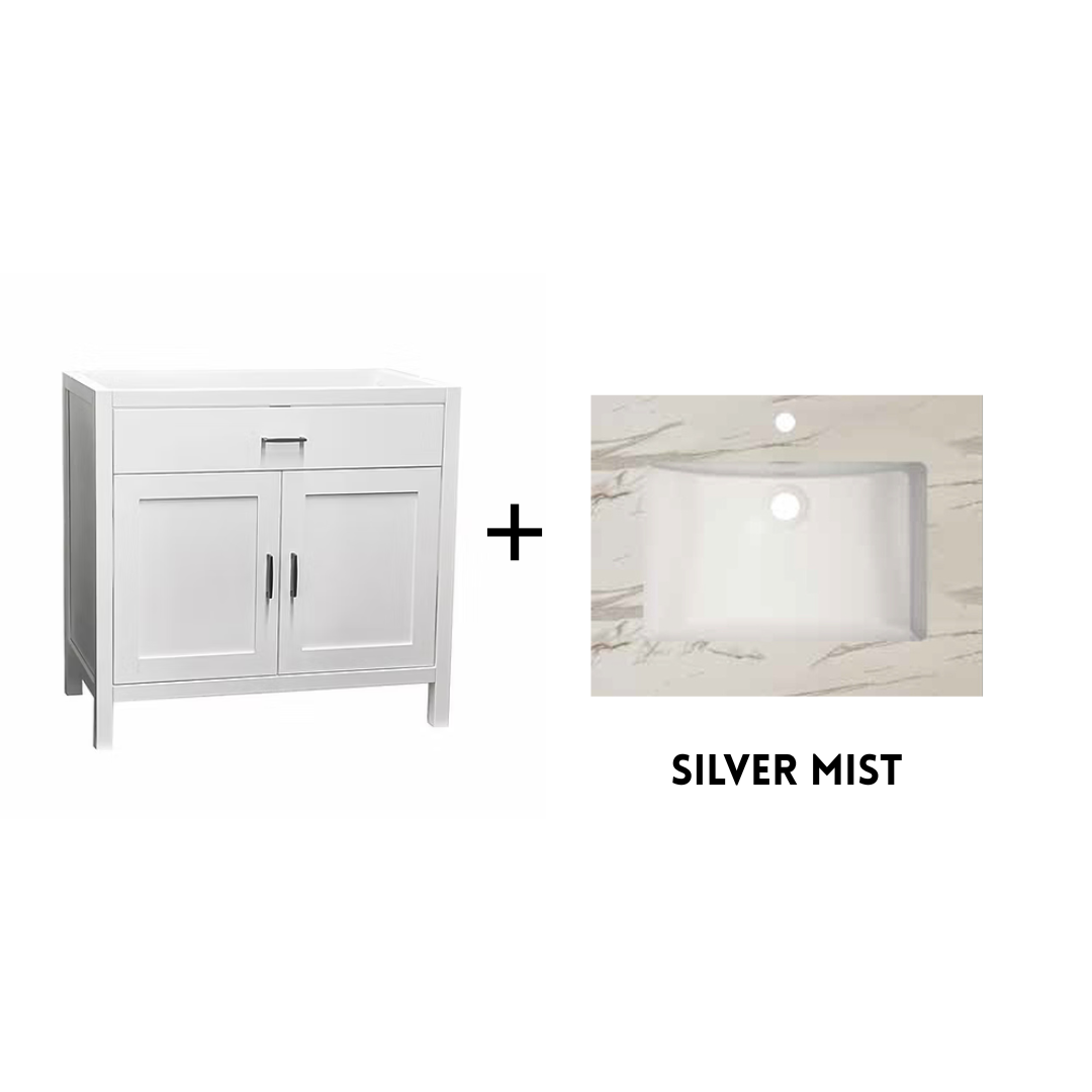 Newport 36" Freestanding Bathroom Vanity with Solid Surface Integrated Sink Top