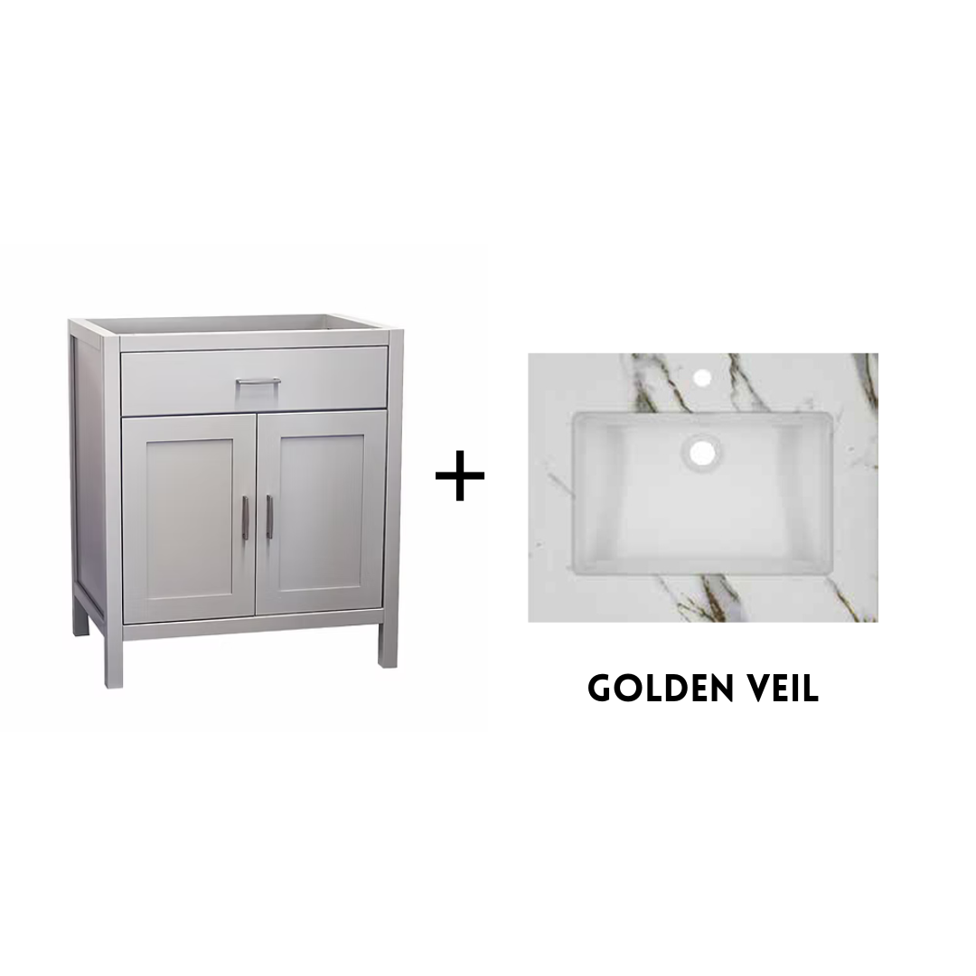 Newport 36" Freestanding Bathroom Vanity with Solid Surface Integrated Sink Top