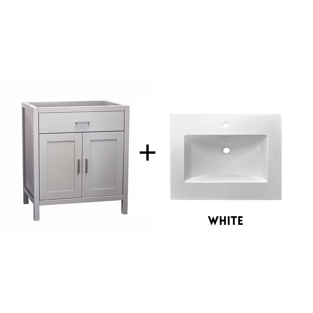 Newport 36" Freestanding Bathroom Vanity with Solid Surface Integrated Sink Top