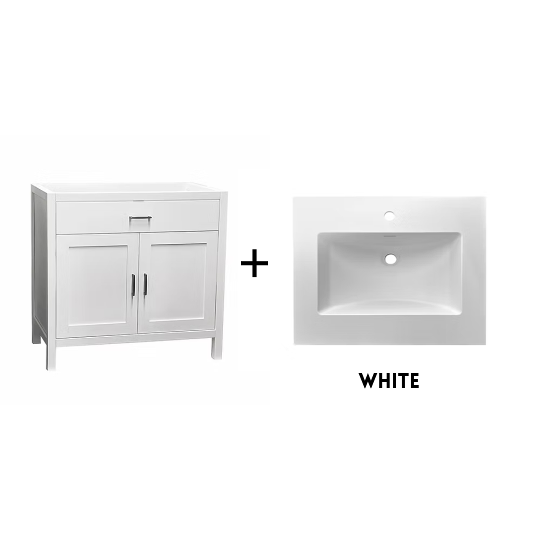 Newport 36" Freestanding Bathroom Vanity with Solid Surface Integrated Sink Top