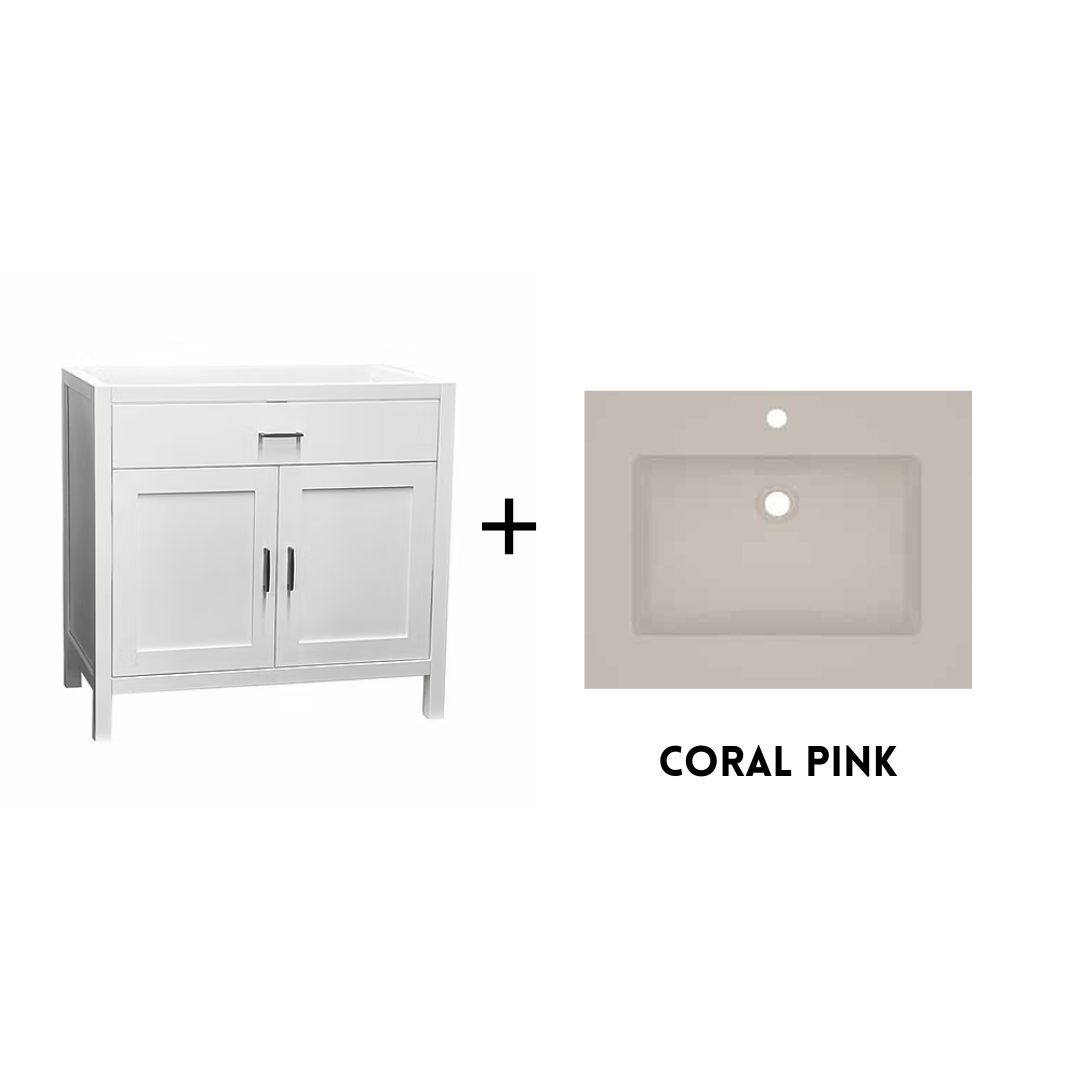 Newport 36" Freestanding Bathroom Vanity with Solid Surface Integrated Sink Top